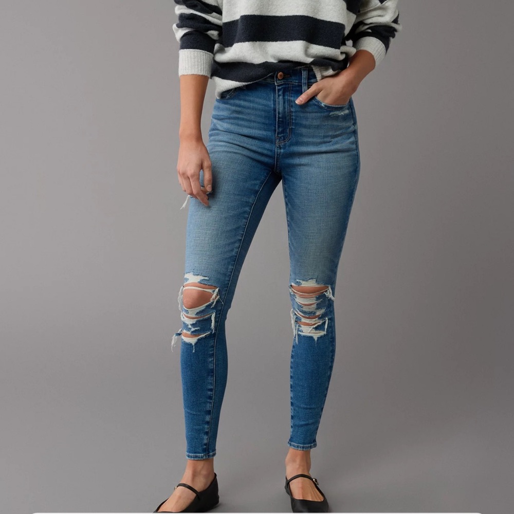 NWT American Eagle super high rise jegging - slasher blue